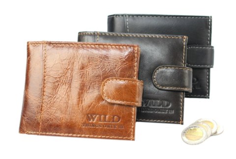 Portfel Męski WILD Skóra Licowa Mały Poziomy Z Zapięciem RFID 5504-1 11.5 x 8.5 x 2 [cm]