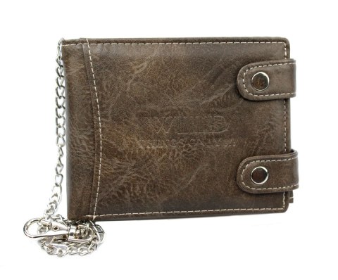 Portfel Męski WILD e-skóra Duży Poziomy Z Zapięciem Podwójnym I Łańcuszkiem WI1140 12,5 x 10 x 2,5 [cm]