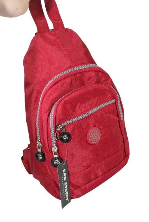 Praktyczny Plecak Materiałowy Kresz Wodoodporny BAG STREET 2257 BORDOWY 35 x 21 x 12 [cm]