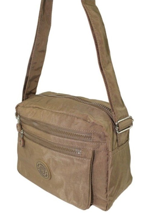 Stylowa Lekka Materiałowa Torba Kresz Wodoodporna Pozioma Średnia Na Ramię Bag Street NR 2245 BRĄZOWY 28 x 19 x 12 [cm]