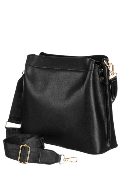 Torebka Z Ekologicznej Skóry Włoskiej PETERSON 9993 Z Podwójnym Paskiem CZARNA 25 x 28 x 10 [cm]