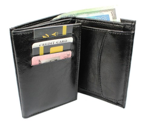 Portfel Męski Skórzany ANDRUS (PL) Skóra Licowa Duży Pionowy Bez Zapięcia Dwa Skrzydełka Duża Kieszeń Na Bilon 13 x 10 x 3  [cm]