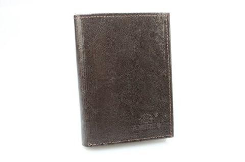 Portfel Męski Skórzany ANDRUS (PL) Skóra Licowa Duży Pionowy Bez Zapięcia Dwa Skrzydełka Duża Kieszeń Na Bilon 13 x 10 x 3  [cm]