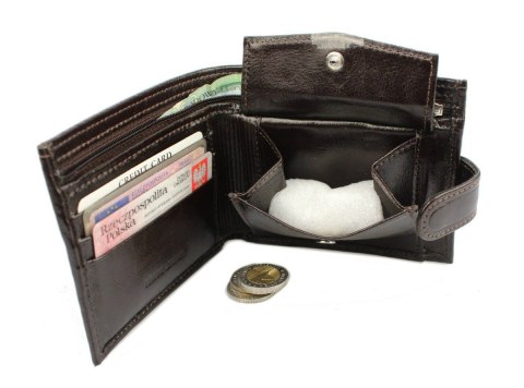 Portfel ANDRUS (PL) Skóra Naturalna Średni Poziomy Bez Zapięcia I Poziomym Suwakiem 12 x 9,5 x 2,5 [cm]