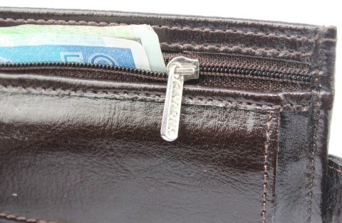 Portfel ANDRUS (PL) Skóra Naturalna Średni Poziomy Bez Zapięcia I Poziomym Suwakiem 12 x 9,5 x 2,5 [cm]