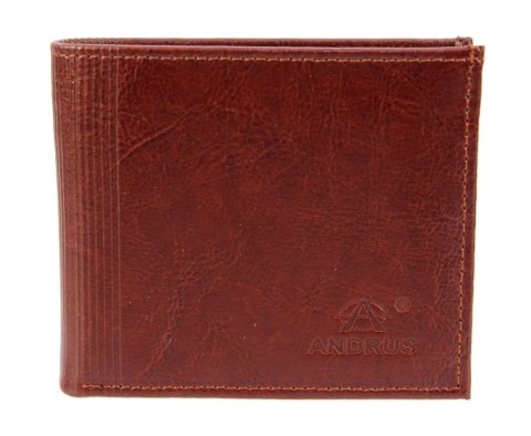 Portfel ANDRUS (PL) Skóra Naturalna Średni Poziomy Bez Zapięcia I Poziomym Suwakiem 12 x 9,5 x 2,5 [cm]