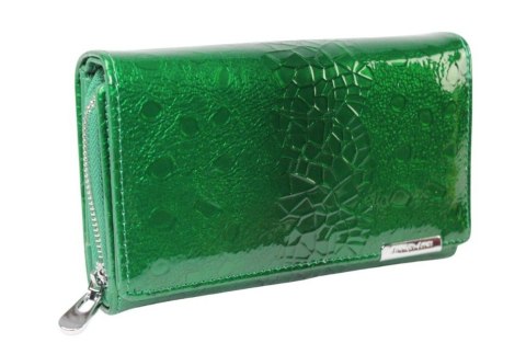 Portfel Damski Skórzany JENNIFER JONES Skóra Licowa Duży Z Suwakiem Czerwony Lakierowany Wzór 1 JJ5261-13 15,5 x 10 x 4 [cm]