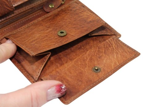 Portfel Męski Jennifer Jones Duży Pionowy Bez Zapięcia Skóra Naturalna 5683 BRĄZOWY 12 x 9 x 2.5 [cm]