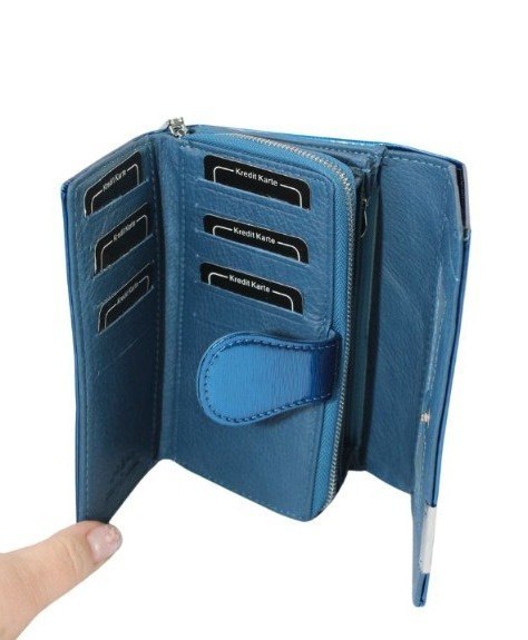 Portfel Damski Skórzany JENNIFER JONES Skóra Licowa Duży Z Suwakiem Czerwony Lakierowany Wzór 2 JJ5261-12 15,5 x 10 x 4 [cm]