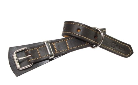 Solidna Obroża Dla Psa Czekoladowa z Beżową Nitką Skóra Naturalna 20 mm 22-30 [cm] WIREX (PL)