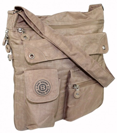 Stylowa Lekka Materiałowa Torba Średnia Kwadrat Listonoszka Na Ramię Bag Street NR 2221 KAWA Z MLEKIEM Stylowa Lekka Materiałowa Torba Średnia Kwadrat Listonoszka Na Ramię Bag Street NR 2221 KAWA Z MLEKIEM