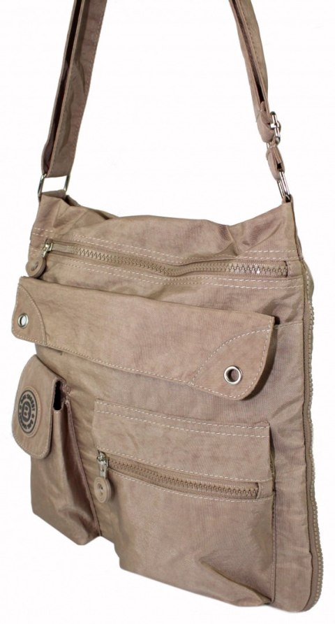 Stylowa Lekka Materiałowa Torba Średnia Kwadrat Listonoszka Na Ramię Bag Street NR 2221 KAWA Z MLEKIEM Stylowa Lekka Materiałowa Torba Średnia Kwadrat Listonoszka Na Ramię Bag Street NR 2221 KAWA Z MLEKIEM