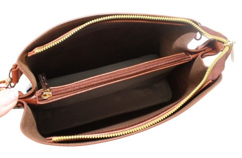 Torebka Z Ekologicznej Skóry Włoskiej PETERSON 9993 Z Podwójnym Paskiem ZIELONA 25 x 28 x 10 [cm]