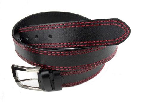Pasek Męski Skórzany PAS-MAX (PL) Skóra Licowa EXTRA 40 mm Czarny Z Podwójną Czerwoną Nitką Pasek Męski Skórzany PAS-MAX (PL) Skóra Licowa EXTRA 40 mm Czarny Z Podwójną Czerwoną Nitką