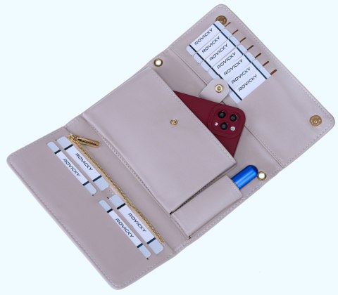 Portfel Damski Rovicky (PL) Skóra Włoska Poziomy z Funkcją Torebki R-MW-01-6045 SREBRNY 21 x 11 x 4 [cm]