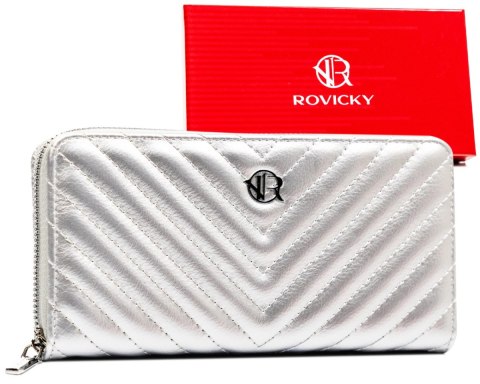 Portfel Damski Skóra Włoska Rovicky (PL) Duży Z Metalowym Suwakiem Piórnik PU R-RPK-04 19,5 x 10,5 x 2  [cm]