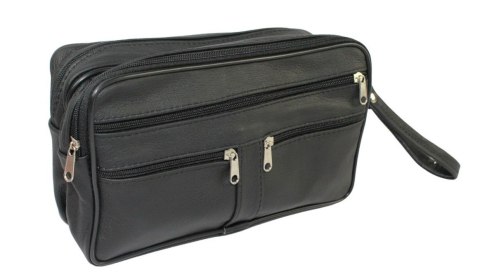 Saszetka Męska Skórzana Bardzo Duża GRETOS (PL) MAKO I Skóra Naturalna CZARNY 27 x 16 x 10 [cm]