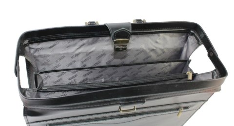 Skórzana Aktówka MARCO (PL) Torba Na Dokumenty Do Pracy CZARNA 43 x 32 x 10 [cm]