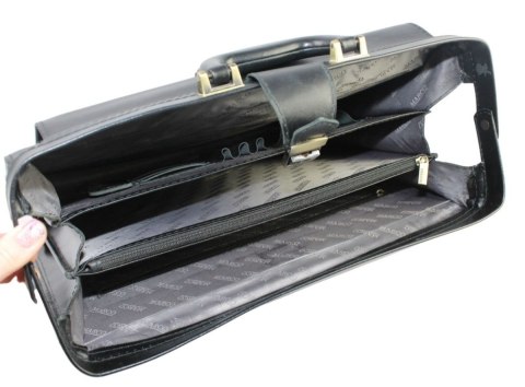 Skórzana Aktówka MARCO (PL) Torba Na Dokumenty Do Pracy CZARNA 43 x 32 x 10 [cm]