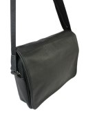 Skórzana Torba Na Ramię Pozioma GRETOS (PL) Listonoszka Z Klapką CZARNA 37 x 26 x 9 [cm]