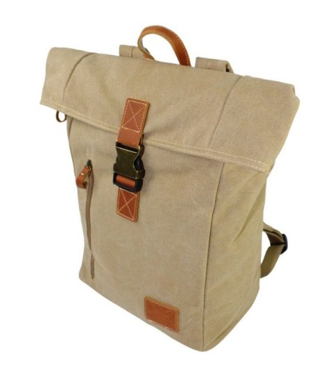 Stylowy i Elegancki Plecak Jennifer Jones JJ4548 Canvas Z Elementami Skórzanymi SŁOMIANY 30 x 43 x 16 [cm]