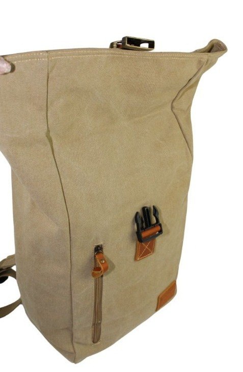 Stylowy i Elegancki Plecak Jennifer Jones JJ4548 Canvas Z Elementami Skórzanymi SŁOMIANY 30 x 43 x 16 [cm]