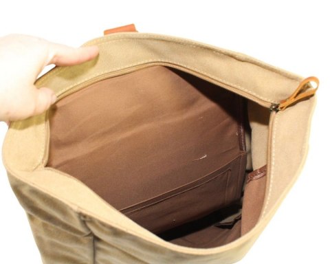 Stylowy i Elegancki Plecak Jennifer Jones JJ4548 Canvas Z Elementami Skórzanymi SŁOMIANY 30 x 43 x 16 [cm]