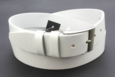 Pasek Skórzany PAS-MAX (PL) Gładki Skóra Licowa EXTRA 40 mm BIAŁY Pasek Skórzany PAS-MAX (PL) Gładki Skóra Licowa EXTRA 40 mm BIAŁY