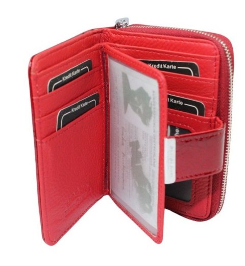 Portfel Damski Skóra Naturalna JENNIFER JONES Średni Z Suwakiem Piórnik Lakierowany JJ5198-12 12,5 x 8,5 x 3 [cm]