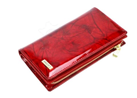 Portfel Damski Skórzany GREGORIO Lakierowany Długi Z Suwakiem Na Zewnątrz BTS-124 CZERWONY 19,5 x 10 x 3,5 [cm]