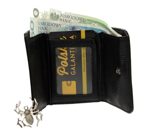 Portfel Damski Skórzany LORENTI Skóra Licowa Lakierowany Mały Z Klamrą RFID 55287-HYM ZIELONY 9,5 x 7,5 x 3 [cm]