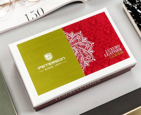 Portfel Damski Skórzany Peterson Lakierowany Długi Z Suwakiem Na Zewnątrz PTN-421431-BF CZERWONY 19,5 x 10 x 3,5 [cm]