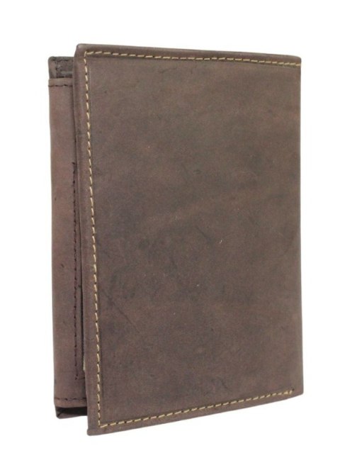 Portfel Męski Polska Galanteria (PL) Skóra Licowa Pionowy Bez Zapięcia Dwa Skrzydełka N4-CHM RFID ,,RYBA,, 13 x 10 x 2 [cm]