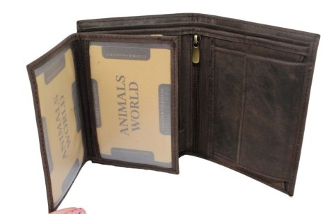 Portfel Męski Polska Galanteria (PL) Skóra Licowa Pionowy Bez Zapięcia Dwa Skrzydełka N4-CHM RFID ,,RYBA,, 13 x 10 x 2 [cm]