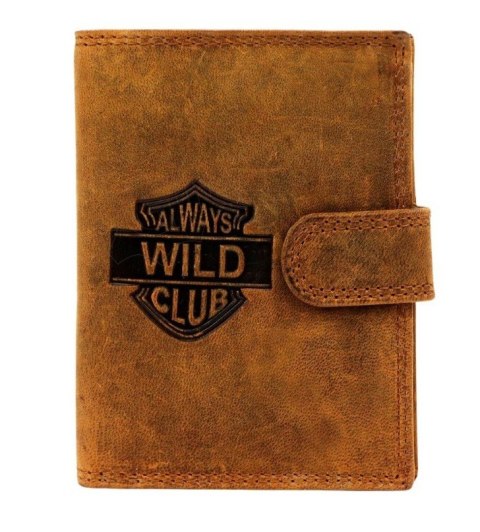 Portfel Męski Skórzany ALWAYS WILD Skóra Licowa Duży Pionowy Z Zapięciem RFID AW-N4L-GHD/5404 BRĄZOWY 13 x 10 x 2 [cm]