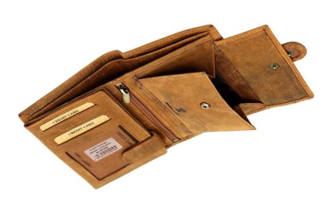 Portfel Męski Skórzany ALWAYS WILD Skóra Licowa Duży Pionowy Z Zapięciem RFID AW-N4L-GHD/5404 BRĄZOWY 13 x 10 x 2 [cm]