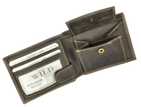 Portfel Męski Skórzany ALWAYS WILD Skóra Licowa Mały Poziomy  RFID N0035-CHM/8694 CZARNY 10 x 9 x 2 [cm]