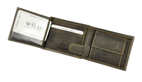 Portfel Męski Skórzany ALWAYS WILD Skóra Licowa Mały Poziomy  RFID N0035-CHM/8700 BRĄZOWY 10 x 9 x 2 [cm]