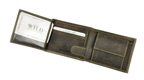 Portfel Męski Skórzany ALWAYS WILD Skóra Licowa Mały Poziomy  RFID N0035-CHM/8717 KONIAKOWY 10 x 9 x 2 [cm]