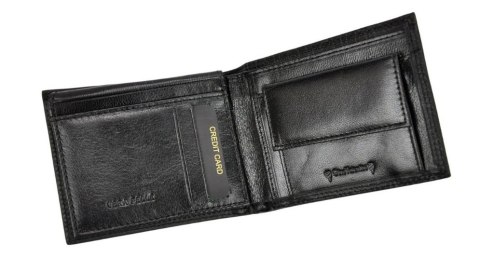 Portfel Męski Skórzany VALENTINI Mały Skóra Bydlęca Poziomy Jedno Skrzydełko 987-992 CZARNY 11 x 8,5 x 2 [cm]