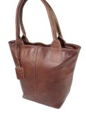 Torebka Skórzana MAGRE (PL) KLEOPATRA Shopper Bag Skóra Naturalna KASZTANOWY Połysk