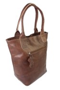 Torebka Skórzana MAGRE (PL) KLEOPATRA Shopper Bag Skóra Naturalna KASZTANOWY Połysk
