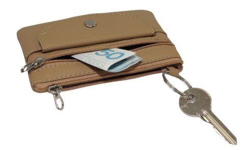 Etui Na Klucze Skórzane Polska Galanteria (PL) Skóra Naturalna Dwa Zamki Kieszonka Na Jeden Komplet Kluczy 34801 12 x 8 x 1 [cm]