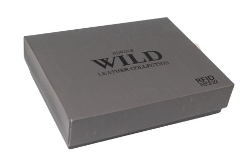 Portfel Męski Skórzany ALWAYS WILD Skóra Licowa Duży Pionowy Dwa Skrzydełka RFID N4-P-CHM 0990 BRĄZOWY 13 x 10 x 2 [cm]