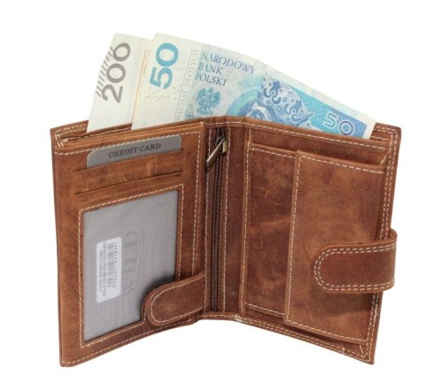 Portfel Męski Skórzany ALWAYS WILD Skóra Licowa Duży Pionowy Z Zapięciem RIFD N4L-CHM 13 x 10 x 2 [cm]