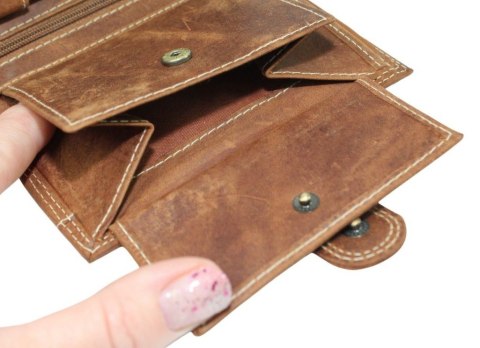 Portfel Męski Skórzany ALWAYS WILD Skóra Licowa Duży Pionowy Z Zapięciem RIFD N4L-CHM 13 x 10 x 2 [cm]