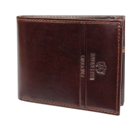 Portfel Męski Skórzany EMPORIO VALENTINI Duży Skóra Bydlęca Poziomy Jedno Skrzydełko 563-292E BRĄZOWY 12,5 x 10 x 2,5 [cm]