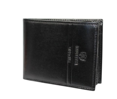 Portfel Męski Skórzany EMPORIO VALENTINI Duży Skóra Bydlęca Poziomy Jedno Skrzydełko 563-292E CZARNY 12,5 x 10 x 2,5 [cm]