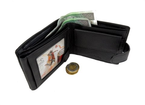 Portfel Męski Skórzany NICOLAS Skóra Licowa Duży Poziomy Z Zapięciem 12 x 10 x 2 [cm]