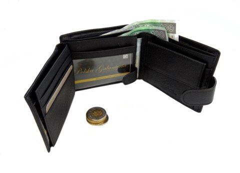 Portfel Męski Skórzany NICOLAS Skóra Licowa Duży Poziomy Z Zapięciem 12 x 10 x 2 [cm]